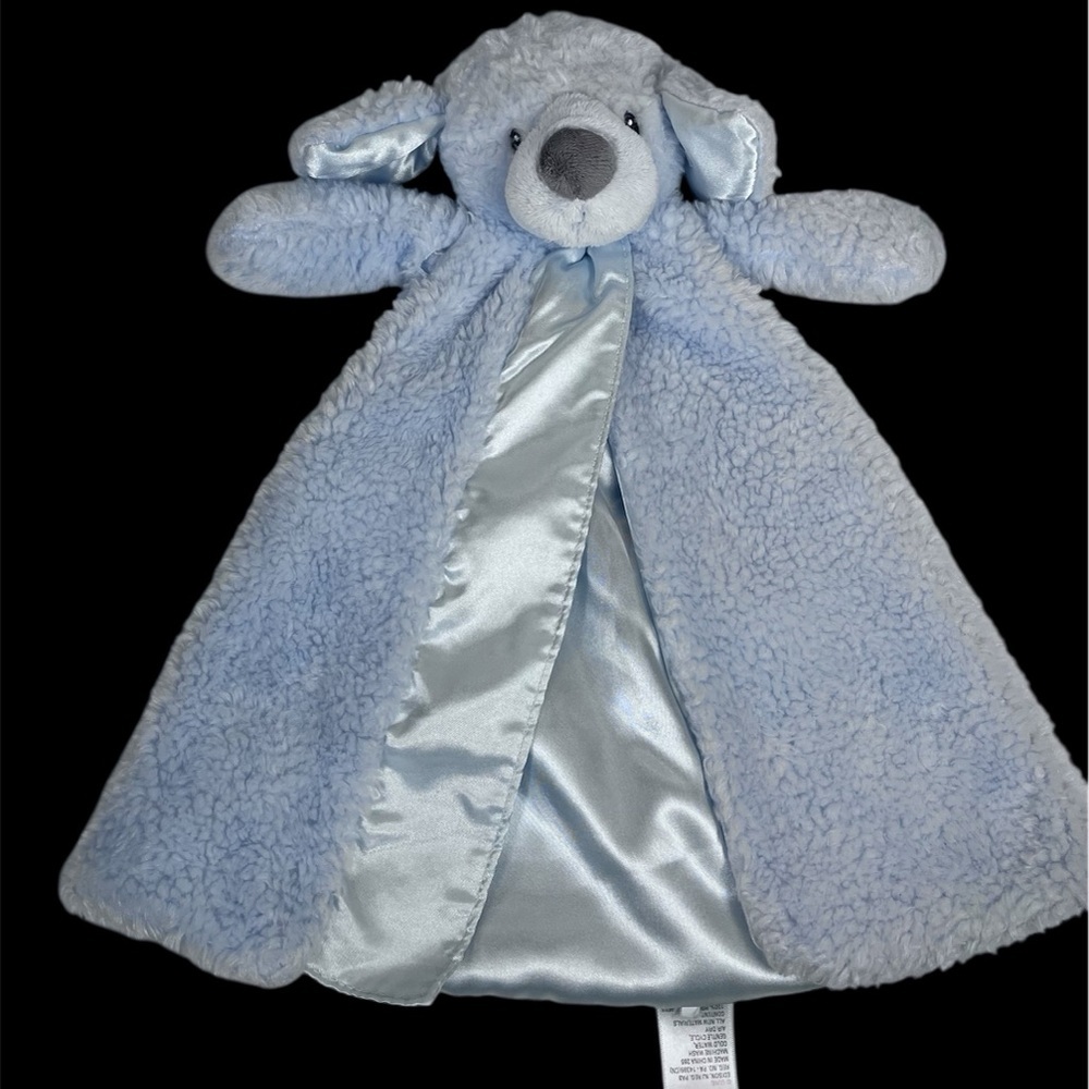 Gund Baby Puppy Dog Fluffey Huggy Buddy Blue Satin Fleece Security Blanket Lovey